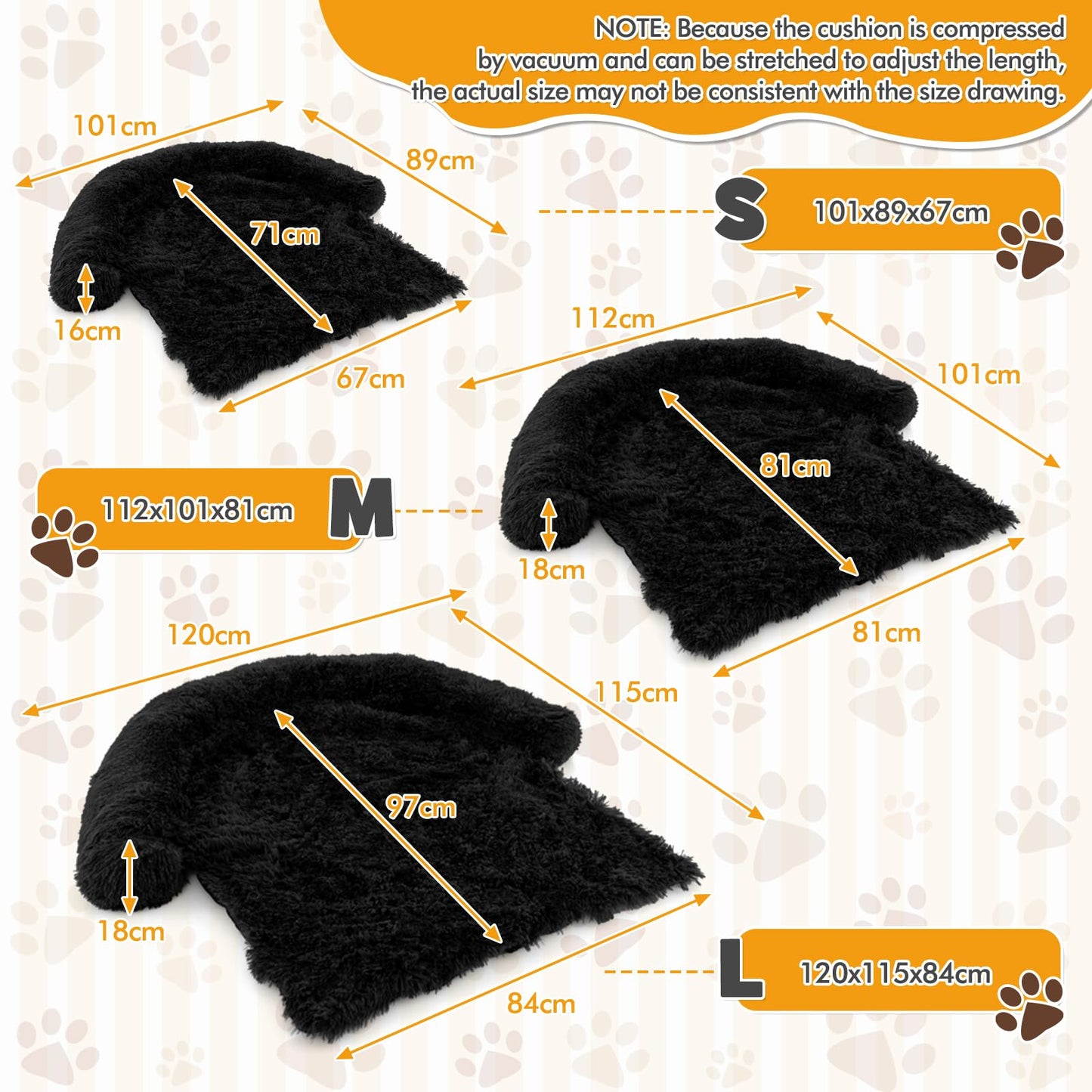 Fluffy Dog Mat Couch Cover Protector with Detachable Washable Cover and Anti-slip Bottom