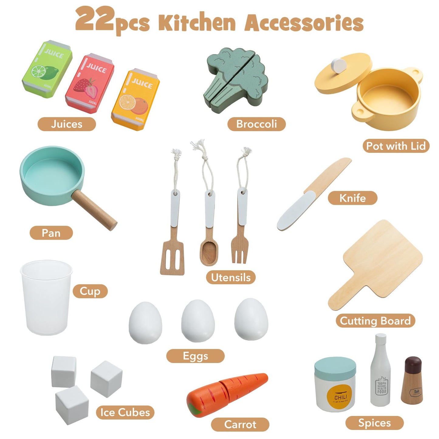 Corner Kitchen Playset with Large Fridge for Toddlers 3+ Years Old