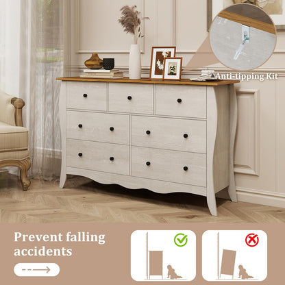 Farmhouse Dresser for Bedroom with 3 Folding Fabric Drawers