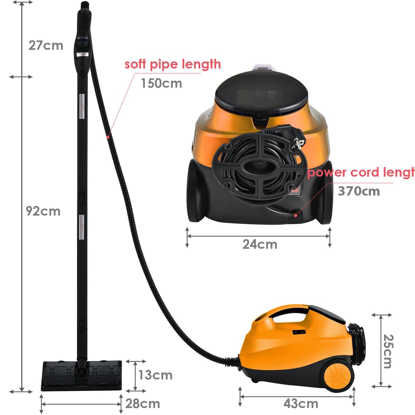 2000W Steam Cleaner, 1.5L Tank Portable Household Steam Mop with 20 Accessories