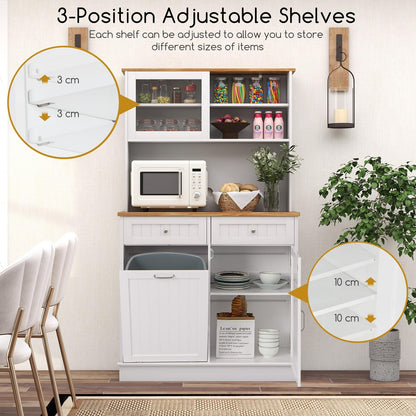 GiantexUK Tilt Out Trash Bin Cabinet, Wooden Tall Kitchen Cupboard