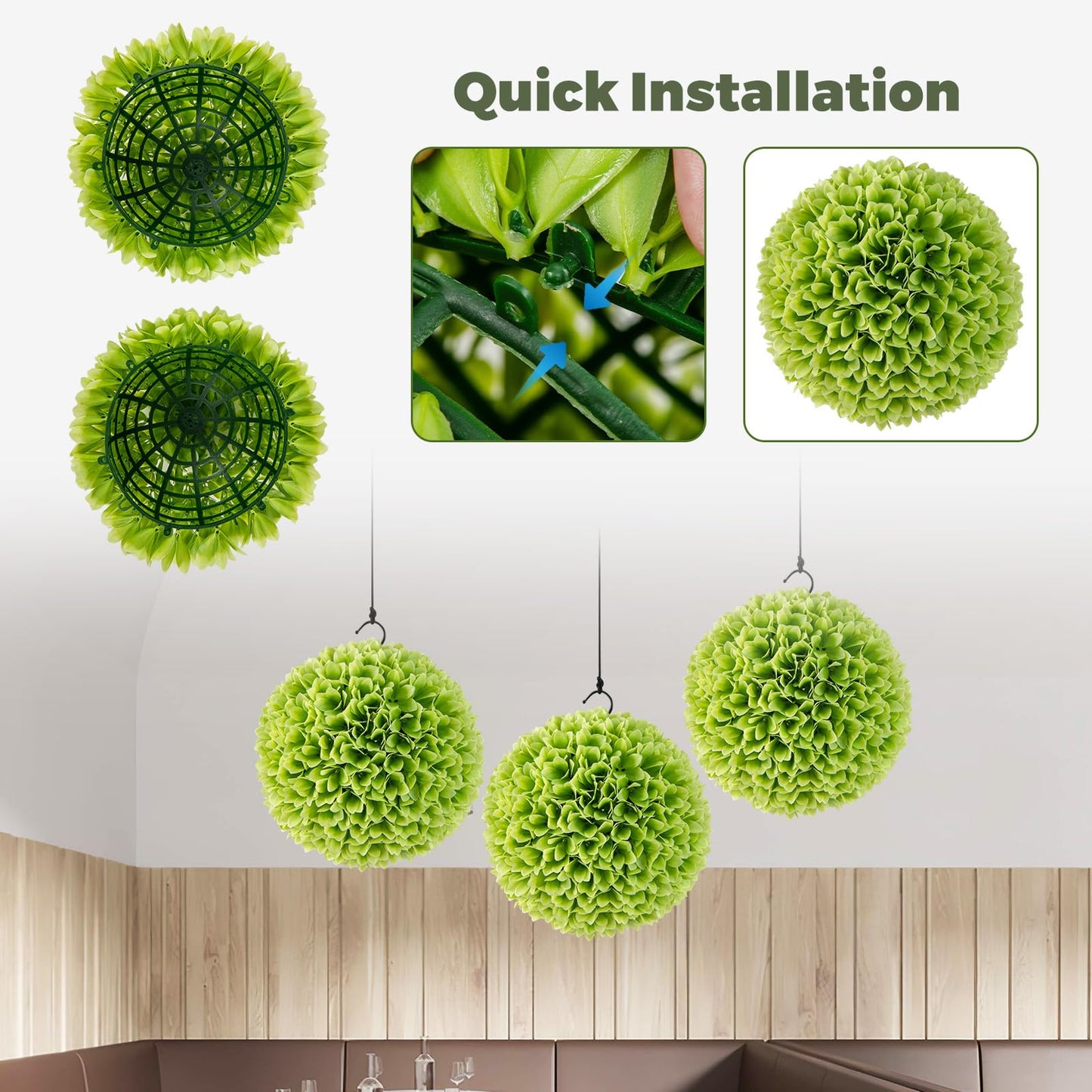 2 Pieces 28 CM Artificial Plant Topiary Balls for Garden Balcony Yard