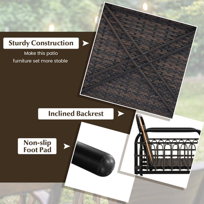 4 Piece Rattan Garden Furniture Set for Lawn Poolside