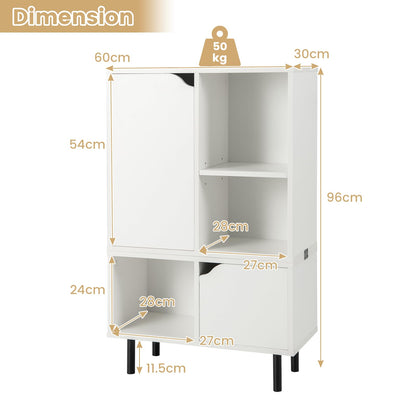 Stackable Bookcase with Adjustable Shelf and Cubes for Living Room Bedroom