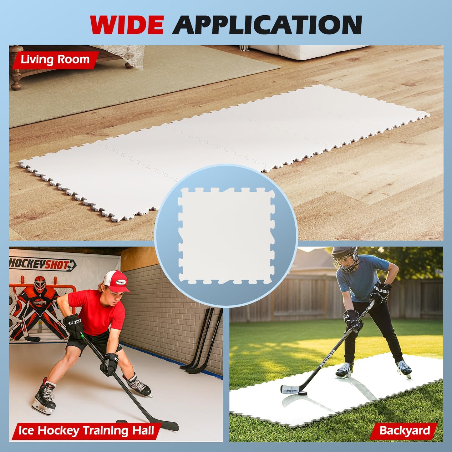 10 PCS/18 PCS Hockey Flooring Tiles, 46.5 x 46.5 cm Dryland Synthetic Ice Tiles