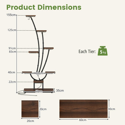 146/155CM Tall 8-Tier Corner Metal Plant Shelf for Multiple Plants
