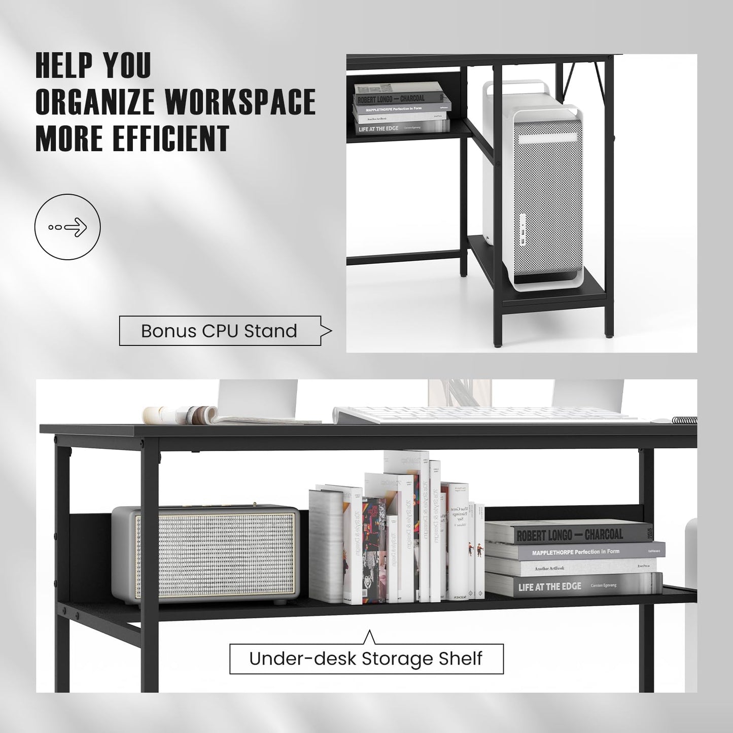 140 x 60 CM Computer Desk with Charging Station Home Office PC Desk with 4 Power Outlets and 2 USB Ports