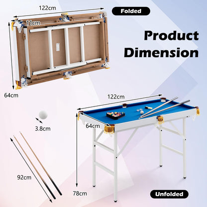 4FT Folding Game Pool Table with 16 Balls and 2 Cues