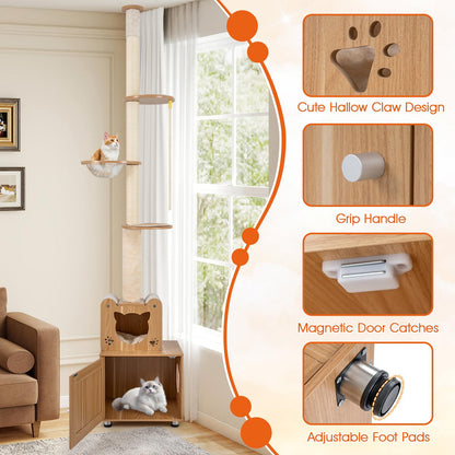 256-275 cm Adjustable Floor to Ceiling Cat Tree