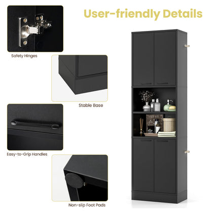 190cm Tall Freestanding Cupboard with Doors and Shelves