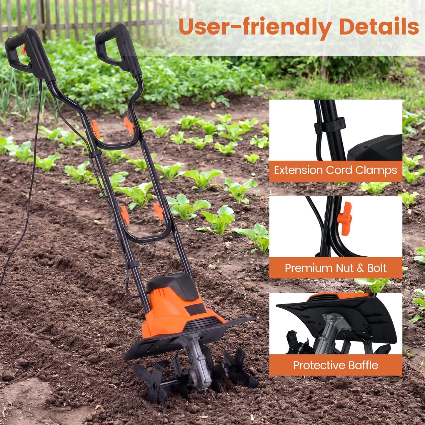 Electric Garden Tiller, 1200W/750W Powerful Soil Cultivator Rotavator with 36cm/32cm Tilling Width