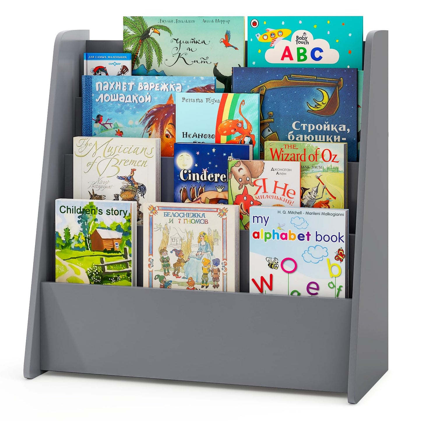 4-Tier Kids Bookshelf with Deep Compartments for Kids Bedroom