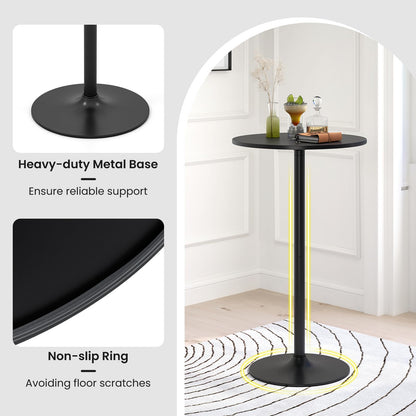 2-in-1 Bar Table Set of 2 with Detachable Pole & Metal Base