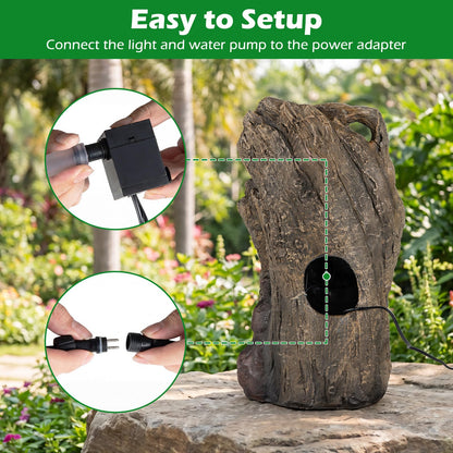 4-Tier Outdoor Water Fountain, Cascading Waterfall Fountain with 3 LED Lights