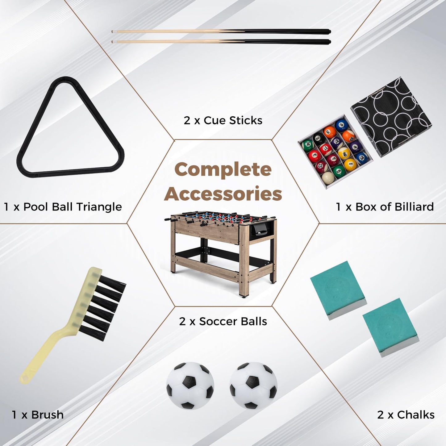 2 in 1 Multi Game Table, 124cm Reversible Football & Pool Combo Table with 2 Foosballs