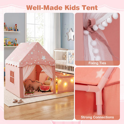 Kids Play Tent with Playpen, Padded Mat, Star Lights