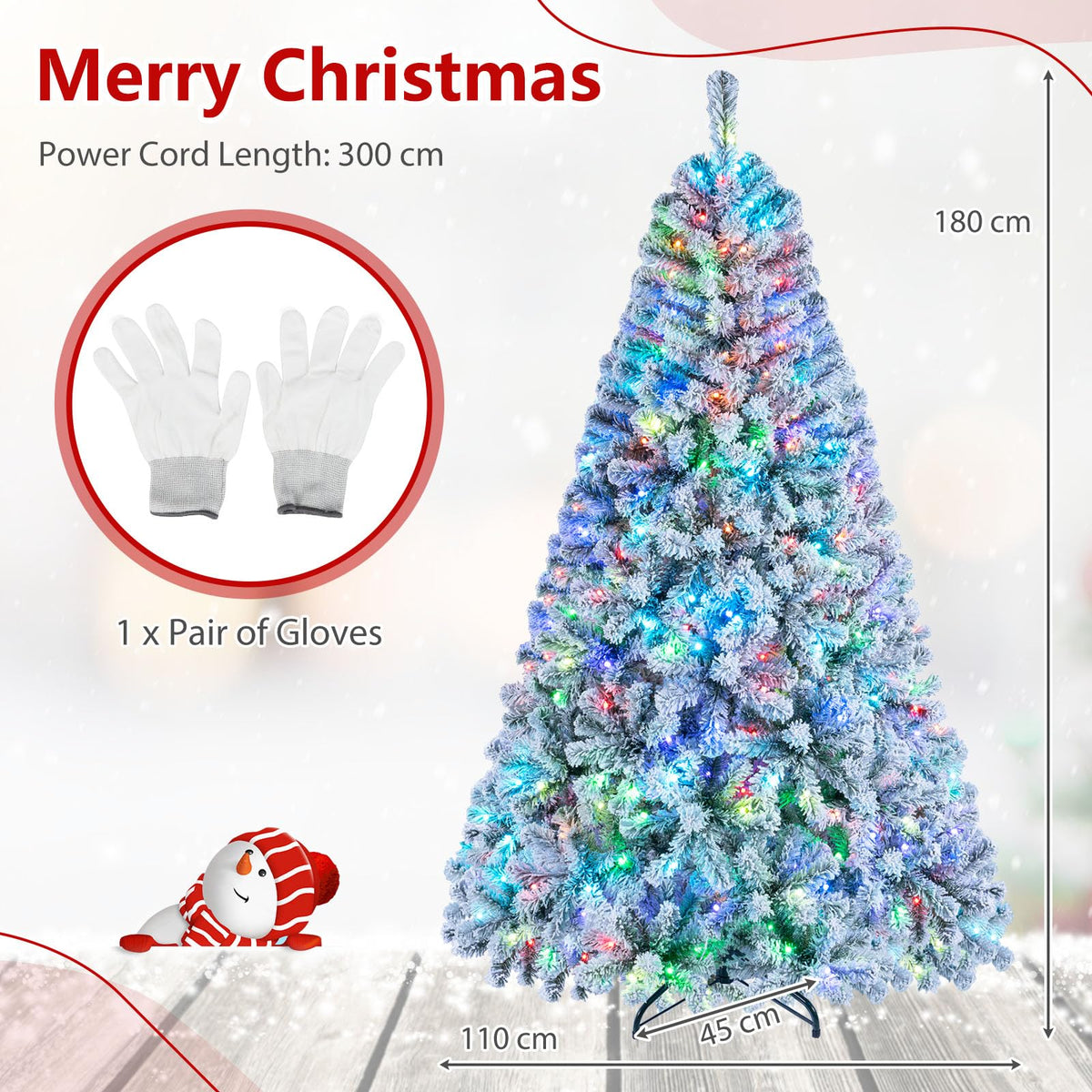 6FT Pre-lit Christmas Tree with 300 RGB LED Lights