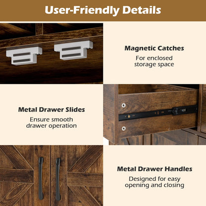 Sideboard Storage Cabinet, Large Kitchen Cupboard with Adjustable Shelf
