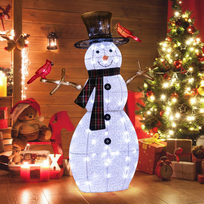 127 CM Pre-Lit Snowman Ornament with Warm-White LED Lights for Holiday Winter Decor