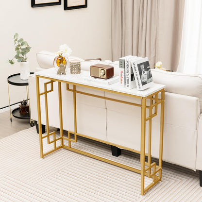 Metal Frame 110cm Long Narrow Accent Sofa Side Table for Hallway