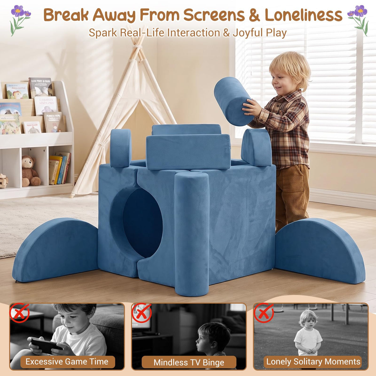 Kids Play Couch, 13-Piece Modular Toddler Soft Foam Playset