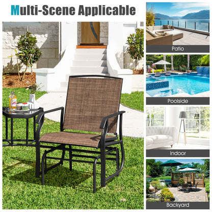 Outdoor Double Swing Glider Chair Set with Table and Umbrella Hole
