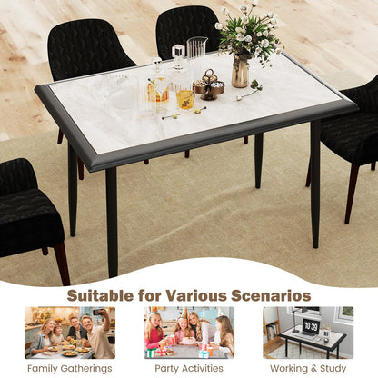 Giantex Dining Table 110 x 70cm Sintered Stone Rectangular Kitchen Tables with Faux Marble Tabletop