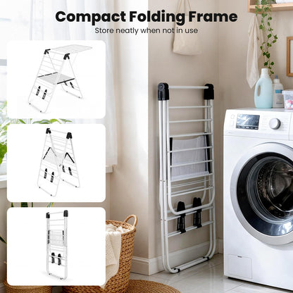 Clothes Airer, Foldable Drying Rack with Adjustable Wings