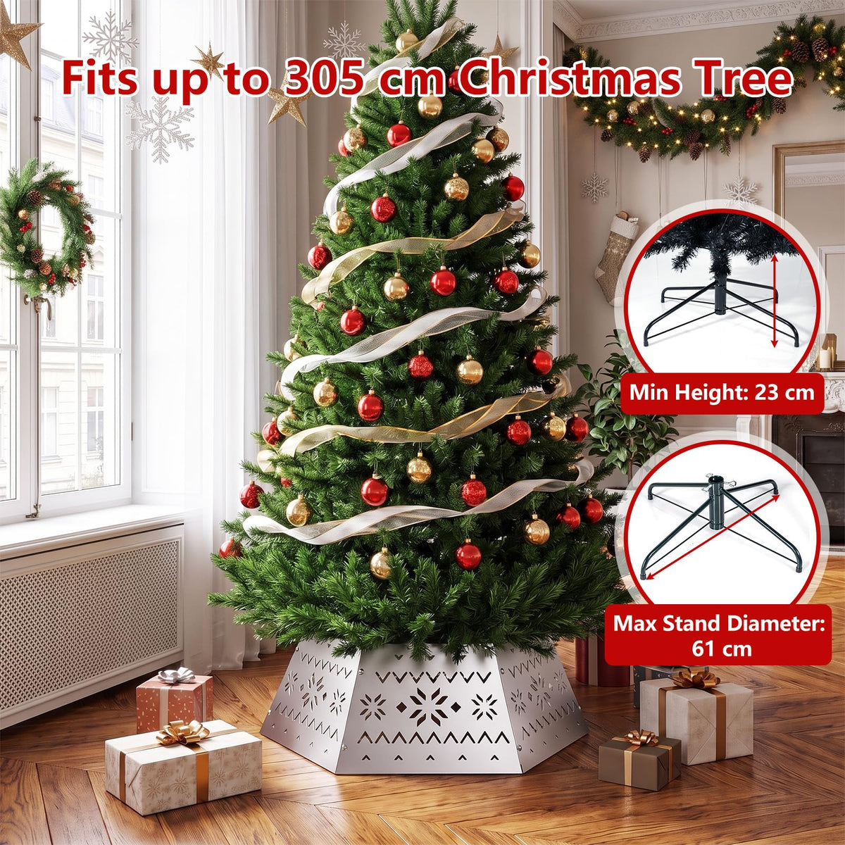 71cm Silver Metal Christmas Tree Collar