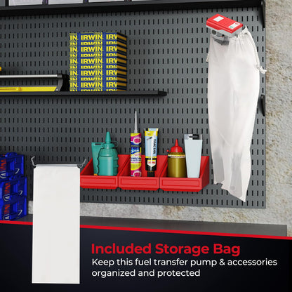 Fuel Transfer Pump with Nozzle for Flow Control & Stop, Battery