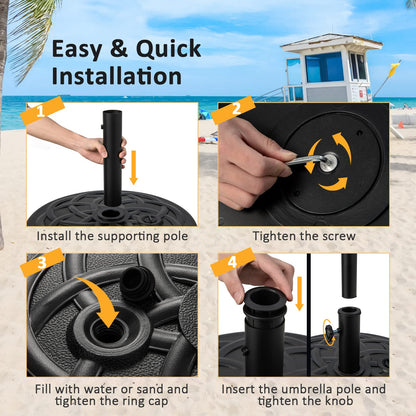 46KG Water and Sand Fillable Umbrella Stand with Built-in Handle