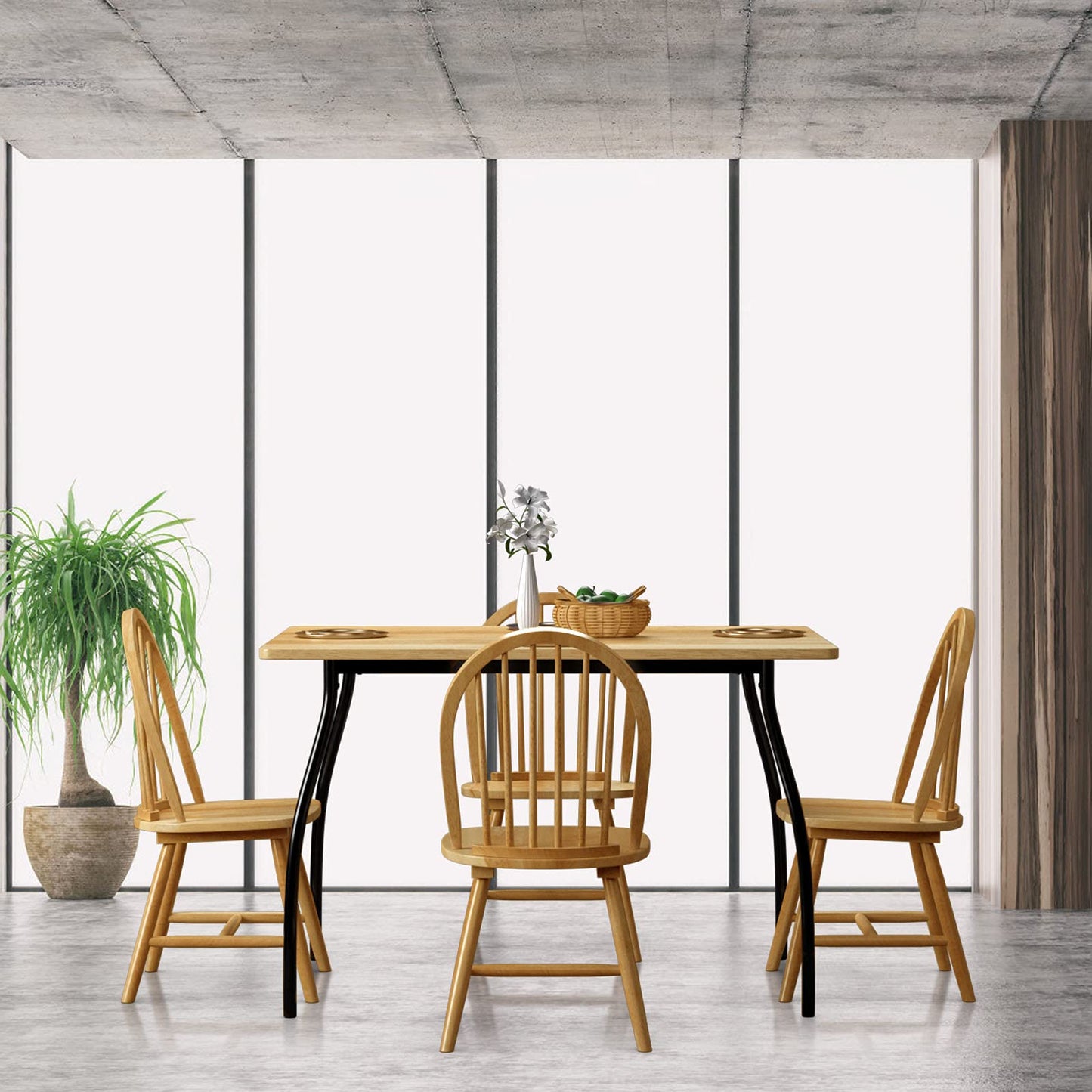 GiantexUK Set of 2/4 Wooden Chairs High Back Dining Chair Set