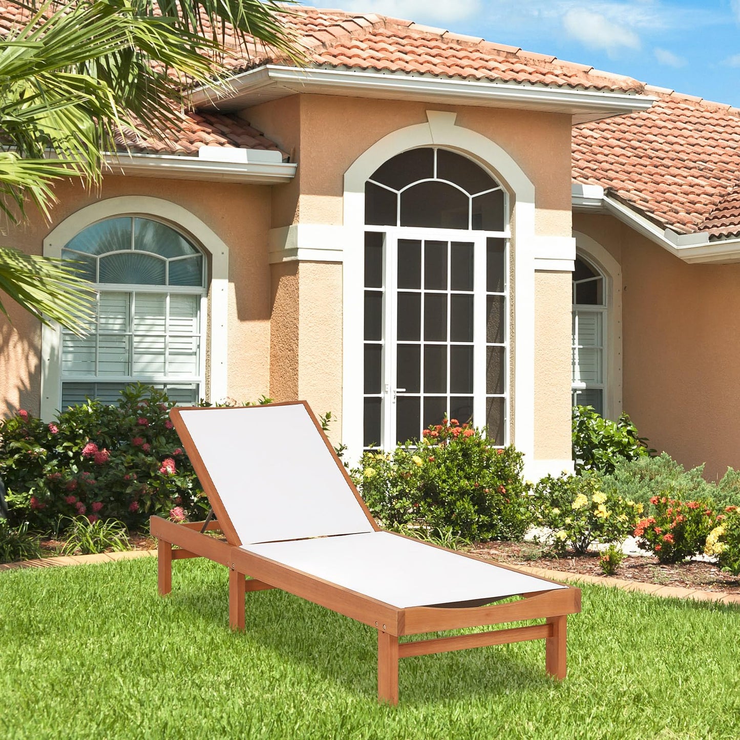 5-Postion Adjustable Patio Chaise Lounge Chair Deck Sunbed