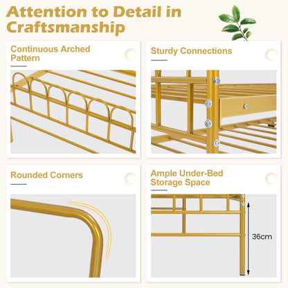 Single Daybed with Trundle and Curved Backrest and Armrests No Box Spring Needed
