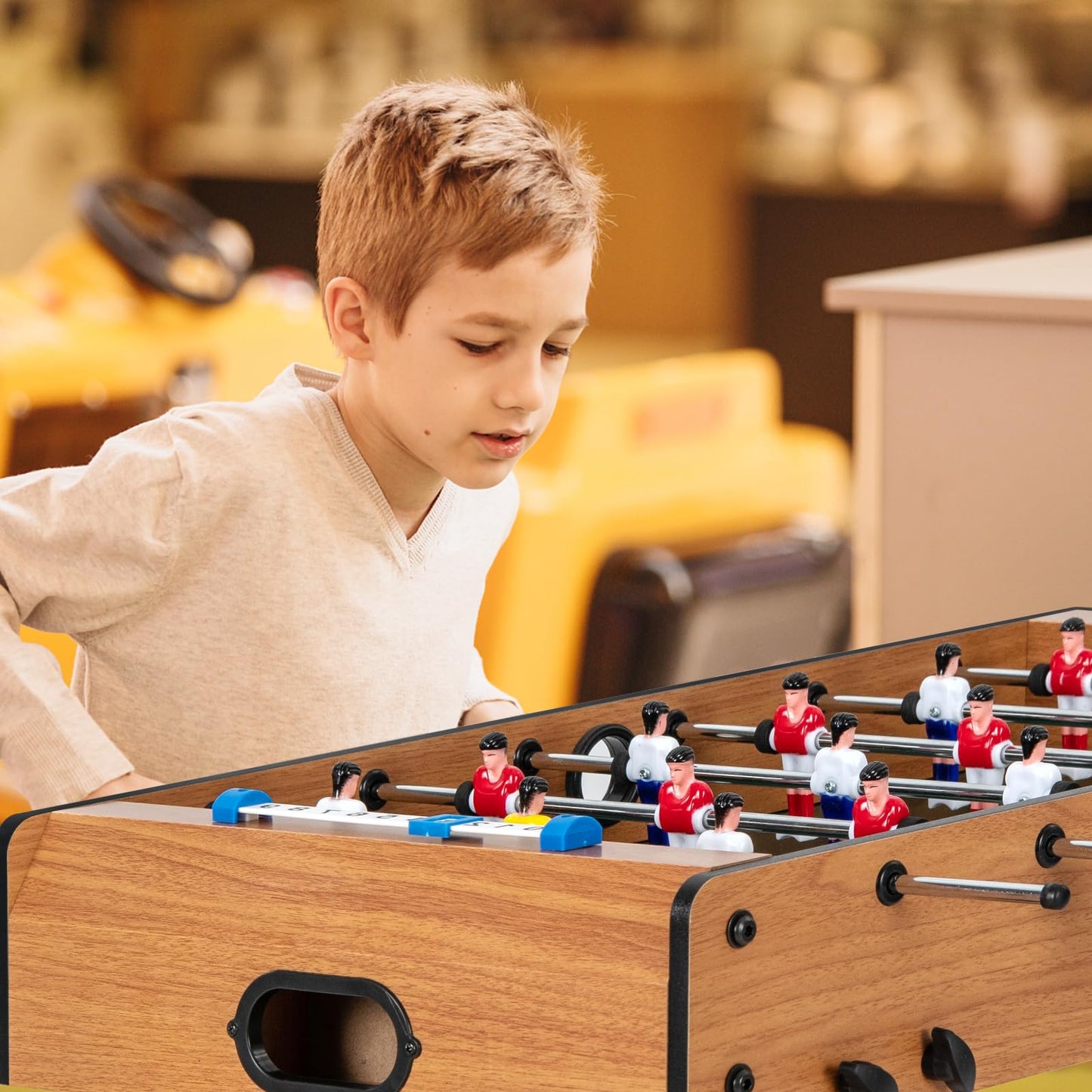 Free Standing Folding Foosball Soccer Game with 2 Mini Footballs