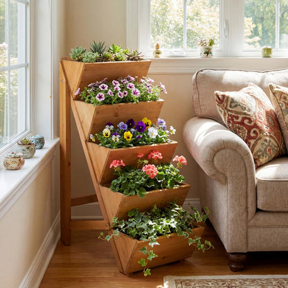 5-tier Vertical Raised Garden Bed Wood Elevated Planter Box