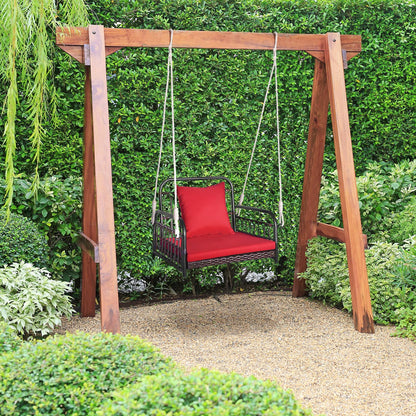 1 Person Rattan Woven Hammock Chair with Back and Seat Cushion