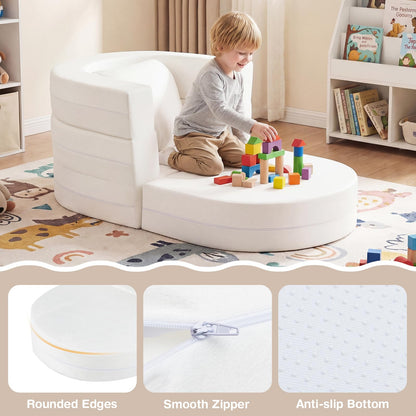 Kids Sofa Bed, 3-in-1 Convertible Modular Toddler Play Couch Lounger