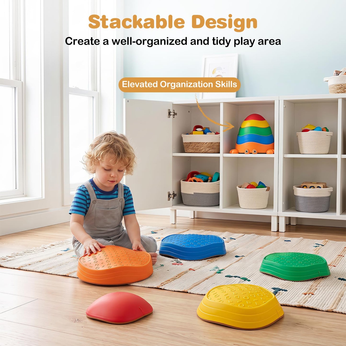 Kids Stepping Stones, Stackable Balance Blocks