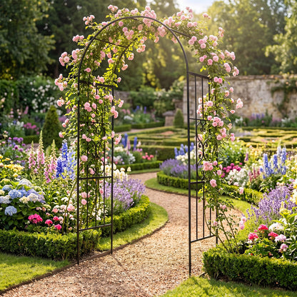 Garden Arch, Heavy Duty Metal Roses Vines Climbing Plants Support Archway