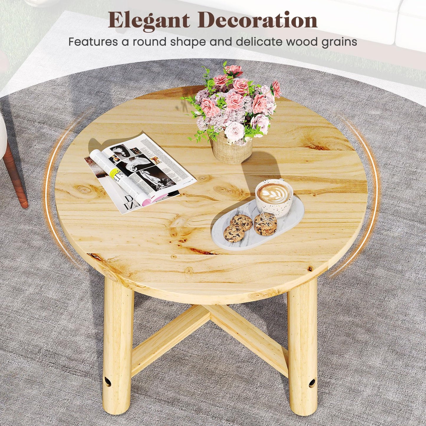Solid Wood Small Round Outdoor Coffee Table