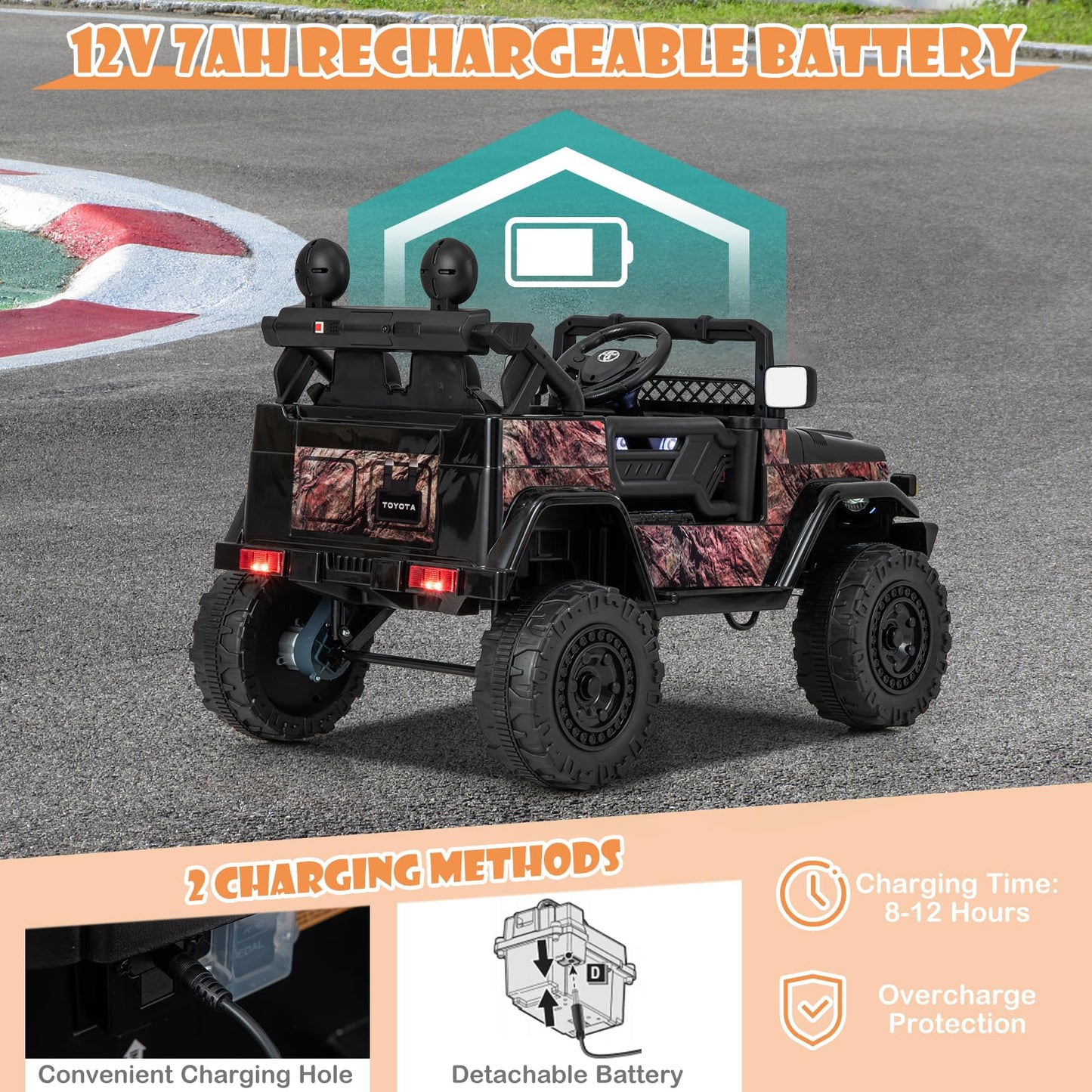 Kids Electric Ride On Car, 12V Licensed Toyota FJ Off Road Truck