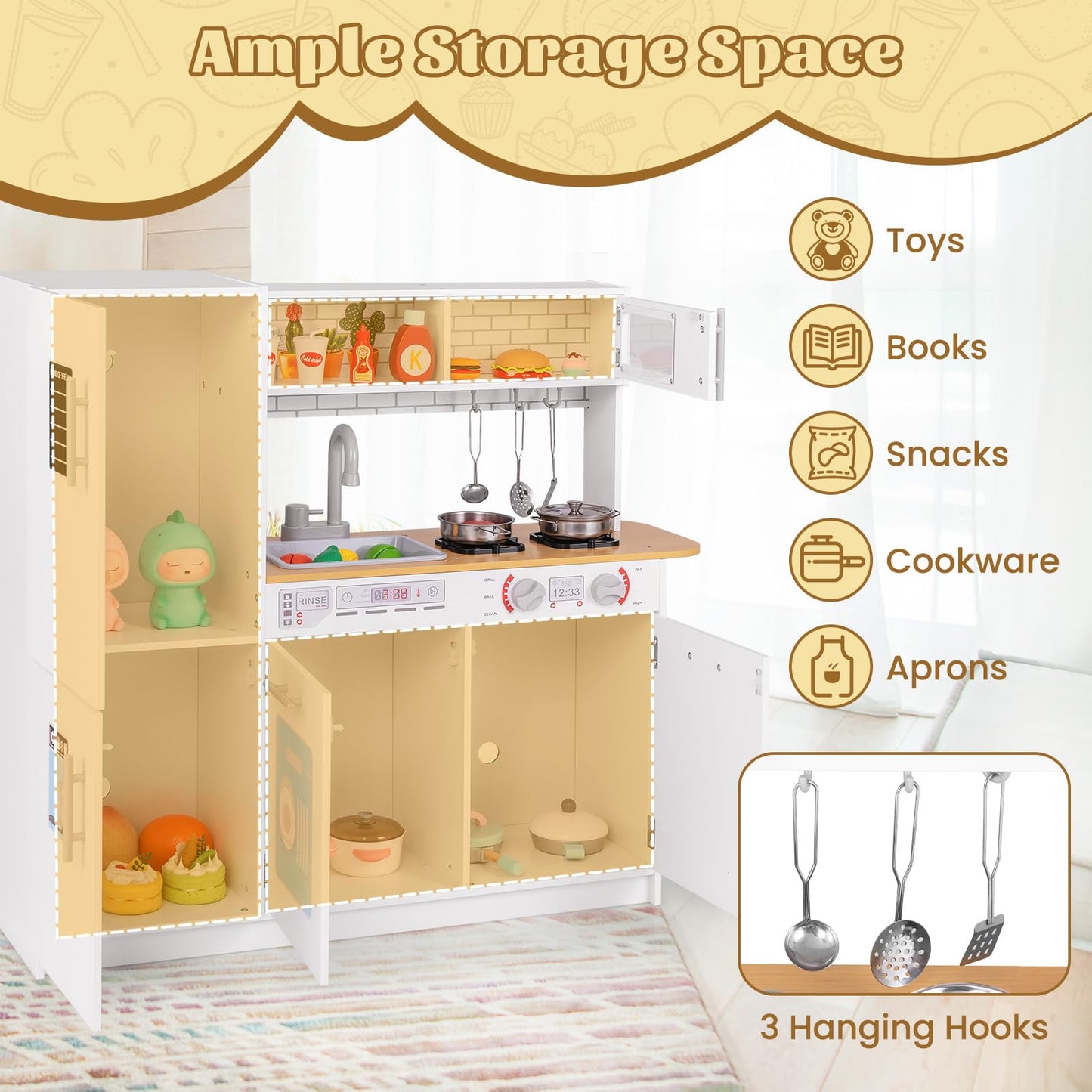 Toddler Pretend Kitchen Toy Set with Stoves and Oven