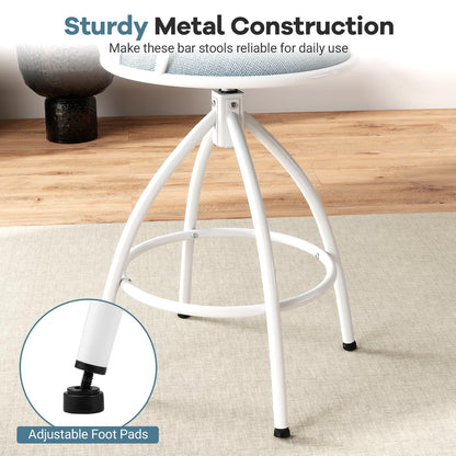 Counter Height Swivel Bar Stools Set of 2 Upholstered Barsools with Backrest