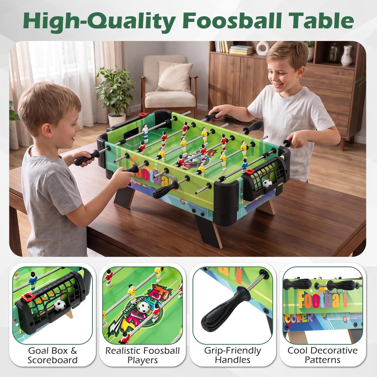 4 in 1 Combo Game Table Set, Wooden Kids Gameplay Tabletop