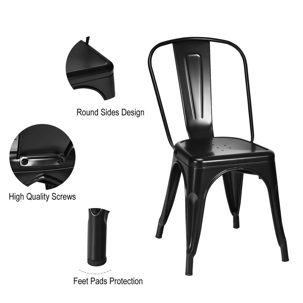 Metal High Back Bar Stools 45cm with Removable Backrest