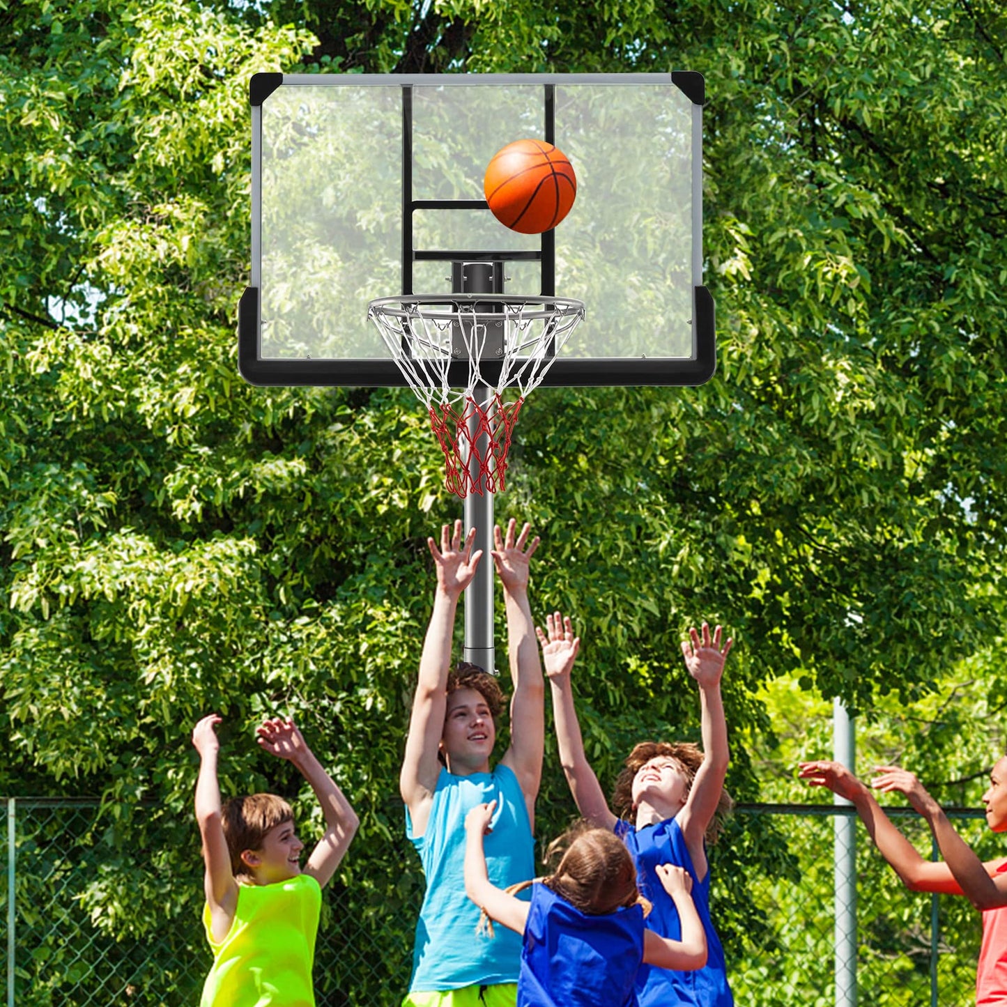 Portable Basketball Hoop with Metal Frame for Teenagers and Adults