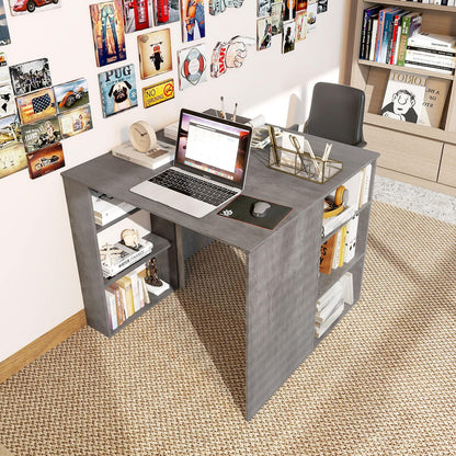 Computer Desk with Bookshelf for Study Living Room