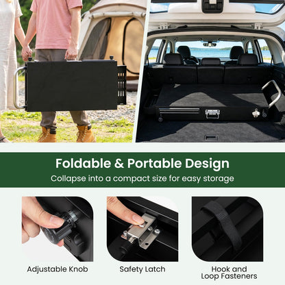 Portable Grill Table, Folding Grill Cart BBQ Prep Table with Heat-Resistant Mat