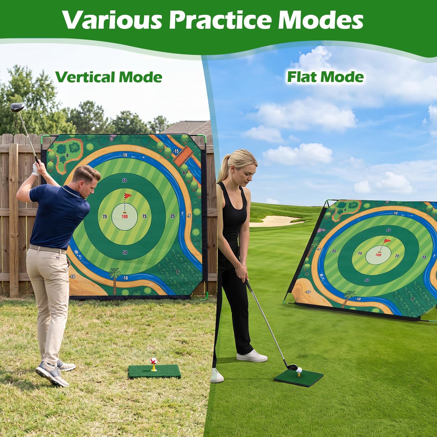 Indoor Outdoor Golf Game Gift with 2 Adjustable Clubs, 24 Sticky Balls, Scoreboard & Carry Bag